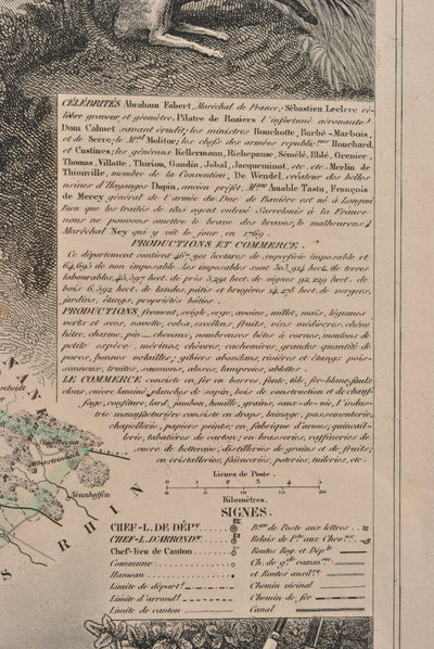 Victor LEVASSEUR : Carte ancienne de la Moselle, Gravure originale (photo de détail 11) - Crédit photo : Galerie Art.Paris