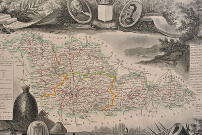 Victor LEVASSEUR : Carte ancienne de la Moselle, Gravure originale (photo de détail 12) - Crédit photo : Galerie Art.Paris