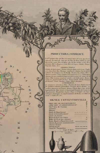 Victor LEVASSEUR : Carte ancienne de la Nièvre, Gravure originale (photo de détail 11) - Crédit photo : Galerie Art.Paris