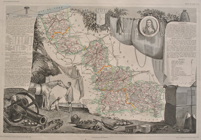 Victor LEVASSEUR : Carte ancienne du département du Nord, Gravure originale (photo de détail 2) - Crédit photo : Galerie Art.Paris