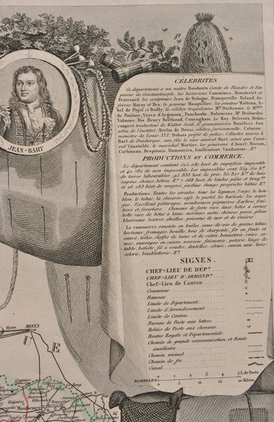 Victor LEVASSEUR : Carte ancienne du département du Nord, Gravure originale (photo de détail 7) - Crédit photo : Galerie Art.Paris