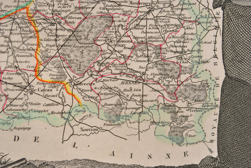 Victor LEVASSEUR : Carte ancienne du département du Nord, Gravure originale (photo de détail 11) - Crédit photo : Galerie Art.Paris