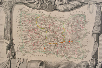 Victor LEVASSEUR : Carte ancienne du département de l'Ois, Gravure originale (photo de détail 6) - Crédit photo : Galerie Art.Paris