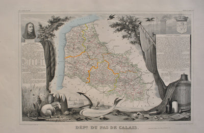 Victor LEVASSEUR : Carte ancienne du  Pas de Calais, Gravure originale (photo de détail 2) - Crédit photo : Galerie Art.Paris