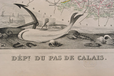 Victor LEVASSEUR : Carte ancienne du  Pas de Calais, Gravure originale (photo de détail 3) - Crédit photo : Galerie Art.Paris