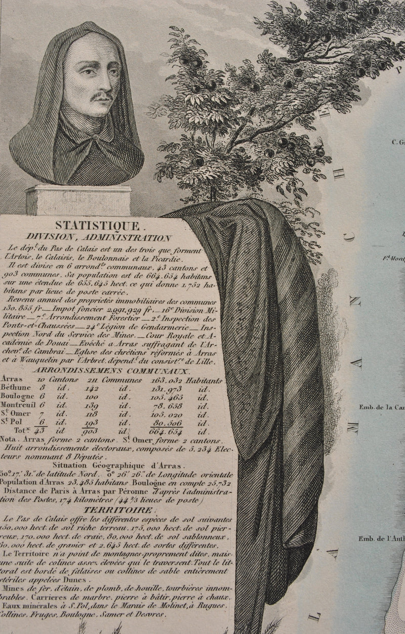 Victor LEVASSEUR : Carte ancienne du  Pas de Calais, Gravure originale (photo de détail 6) - Crédit photo : Galerie Art.Paris