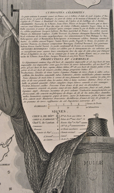 Victor LEVASSEUR : Carte ancienne du  Pas de Calais, Gravure originale (photo de détail 7) - Crédit photo : Galerie Art.Paris