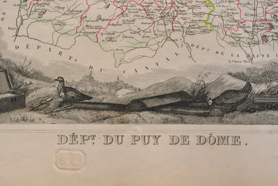 Victor LEVASSEUR : Carte ancienne du Puy de Dôme, Gravure originale (photo de détail 3) - Crédit photo : Galerie Art.Paris