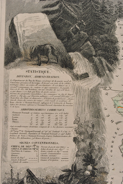 Victor LEVASSEUR : Carte ancienne du Puy de Dôme, Gravure originale (photo de détail 11) - Crédit photo : Galerie Art.Paris