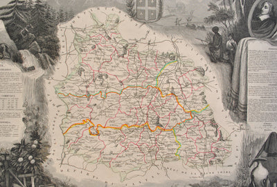 Victor LEVASSEUR : Carte ancienne du Puy de Dôme, Gravure originale (photo de détail 6) - Crédit photo : Galerie Art.Paris