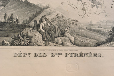 Victor LEVASSEUR : Carte ancienne des Basses Pyrénées, Gravure originale (photo de détail 3) - Crédit photo : Galerie Art.Paris