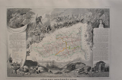 Victor LEVASSEUR : Carte ancienne des Pyrénées Orientales, Gravure originale (photo de détail 2) - Crédit photo : Galerie Art.Paris