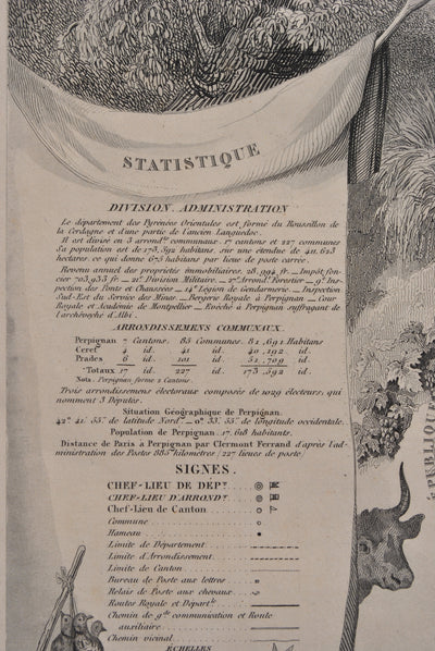 Victor LEVASSEUR : Carte ancienne des Pyrénées Orientales, Gravure originale (photo de détail 10) - Crédit photo : Galerie Art.Paris