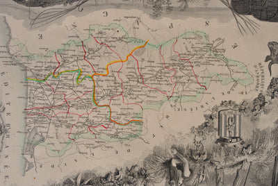 Victor LEVASSEUR : Carte ancienne des Pyrénées Orientales, Gravure originale (photo de détail 6) - Crédit photo : Galerie Art.Paris