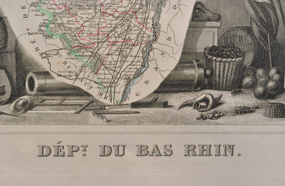 Victor LEVASSEUR : Carte ancienne du Bas Rhin, Gravure originale (photo de détail 3) - Crédit photo : Galerie Art.Paris