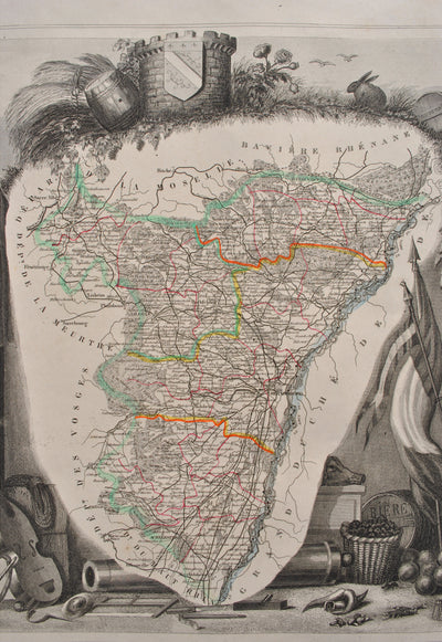 Victor LEVASSEUR : Carte ancienne du Bas Rhin, Gravure originale (photo de détail 8) - Crédit photo : Galerie Art.Paris