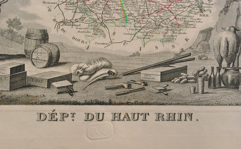 Victor LEVASSEUR : Carte ancienne du Haut Rhin, Gravure originale (photo de détail 3) - Crédit photo : Galerie Art.Paris