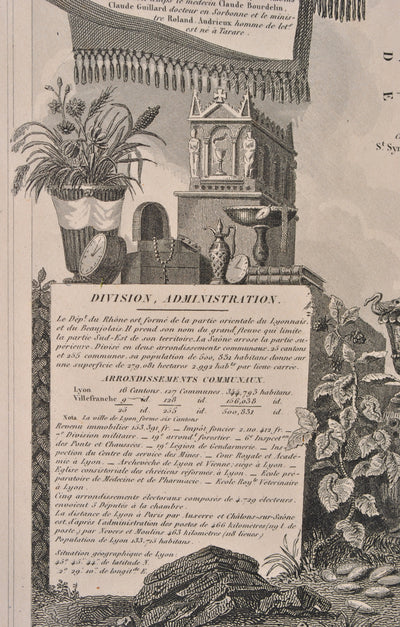 Victor LEVASSEUR : Carte ancienne du Rhône, Gravure originale (photo de détail 11) - Crédit photo : Galerie Art.Paris