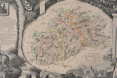 Victor LEVASSEUR : Carte ancienne de la Haute Saône, Gravure originale (photo de détail 6) - Crédit photo : Galerie Art.Paris