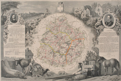 Victor LEVASSEUR : Carte ancienne de la Sarthe, Gravure originale (photo de détail 2) - Crédit photo : Galerie Art.Paris