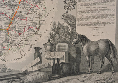 Victor LEVASSEUR : Carte ancienne de la Sarthe, Gravure originale (photo de détail 14) - Crédit photo : Galerie Art.Paris