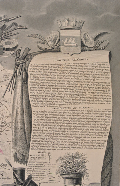 Victor LEVASSEUR : Carte ancienne de la Seine, Gravure originale (photo de détail 7) - Crédit photo : Galerie Art.Paris