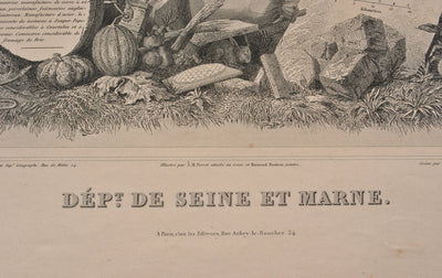 Victor LEVASSEUR : Carte ancienne de Seine et Marne, Gravure originale (photo de détail 3) - Crédit photo : Galerie Art.Paris