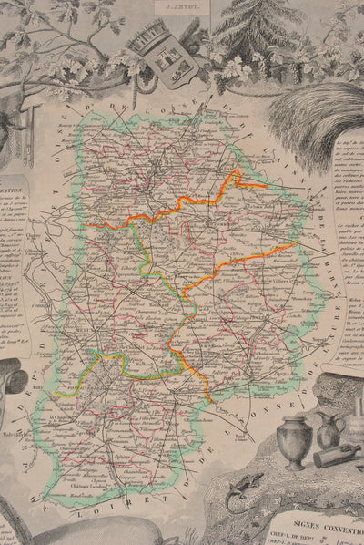 Victor LEVASSEUR : Carte ancienne de Seine et Marne, Gravure originale (photo de détail 12) - Crédit photo : Galerie Art.Paris