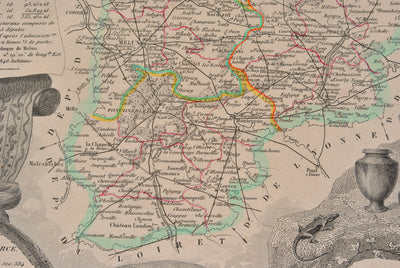 Victor LEVASSEUR : Carte ancienne de Seine et Marne, Gravure originale (photo de détail 8) - Crédit photo : Galerie Art.Paris