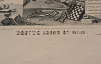 Victor LEVASSEUR : Carte ancienne de Seine et Oise, Gravure originale (photo de détail 3) - Crédit photo : Galerie Art.Paris