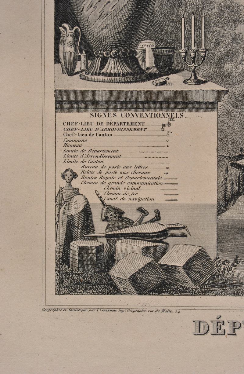 Victor LEVASSEUR : Carte ancienne de Seine et Oise, Gravure originale (photo de détail 5) - Crédit photo : Galerie Art.Paris