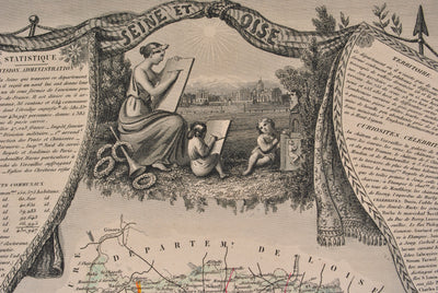 Victor LEVASSEUR : Carte ancienne de Seine et Oise, Gravure originale (photo de détail 8) - Crédit photo : Galerie Art.Paris