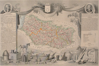 Victor LEVASSEUR : Carte ancienne de la Somme, Gravure originale (photo de détail 2) - Crédit photo : Galerie Art.Paris