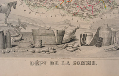 Victor LEVASSEUR : Carte ancienne de la Somme, Gravure originale (photo de détail 3) - Crédit photo : Galerie Art.Paris