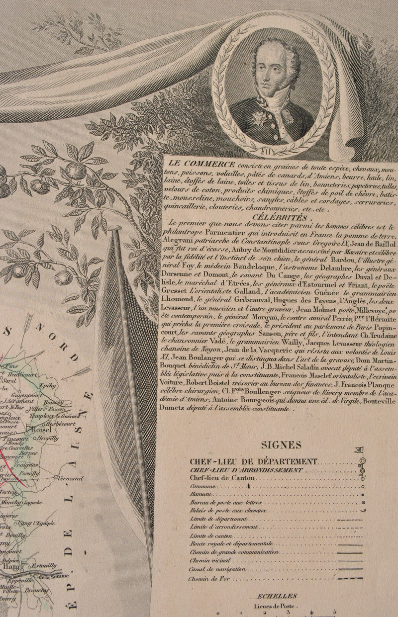 Victor LEVASSEUR : Carte ancienne de la Somme, Gravure originale (photo de détail 7) - Crédit photo : Galerie Art.Paris