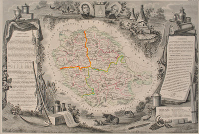 Victor LEVASSEUR : Carte ancienne du Tarn, Gravure originale (photo de détail 2) - Crédit photo : Galerie Art.Paris