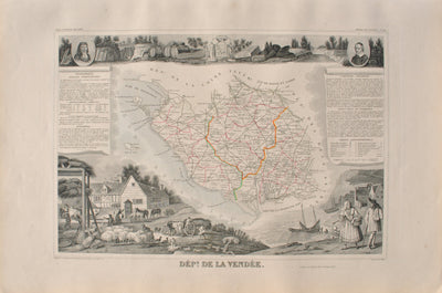 Victor LEVASSEUR : Carte ancienne du Vaucluse, Gravure originale (vue générale) - Crédit photo : Galerie Art.Paris