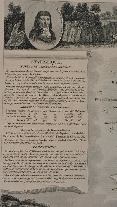 Victor LEVASSEUR : Carte ancienne de la Vendée, Gravure originale (photo de détail 11) - Crédit photo : Galerie Art.Paris