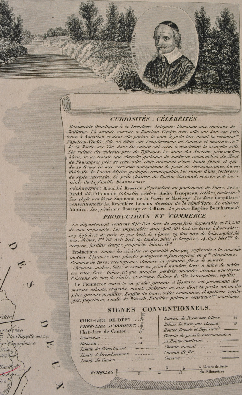 Victor LEVASSEUR : Carte ancienne de la Vendée, Gravure originale (photo de détail 12) - Crédit photo : Galerie Art.Paris