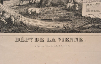 Victor LEVASSEUR : Carte ancienne de la Vienne, Gravure originale (photo de détail 3) - Crédit photo : Galerie Art.Paris