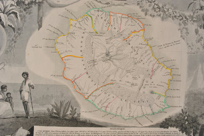 Victor LEVASSEUR : Carte ancienne de l'Ile Bourbon, Gravure originale (photo de détail 7) - Crédit photo : Galerie Art.Paris