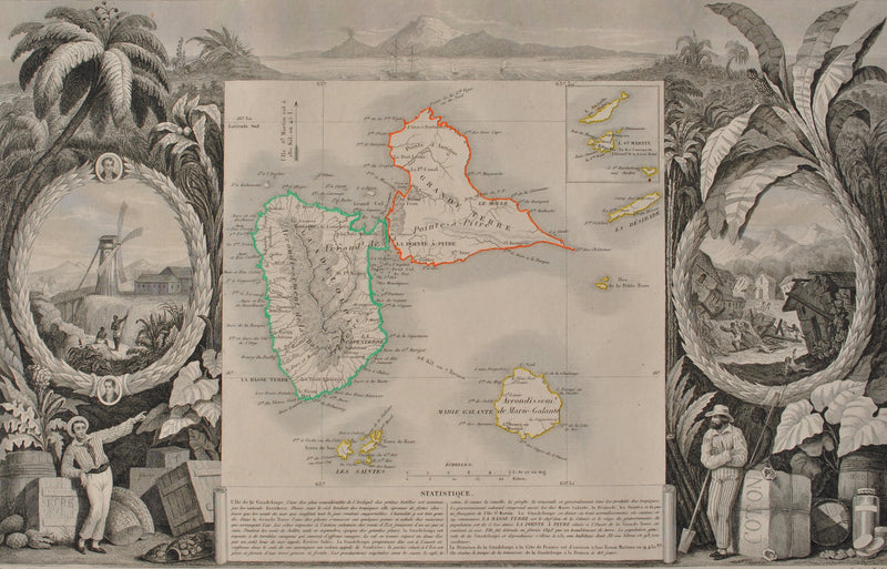 Victor LEVASSEUR : Carte ancienne des Colonies Françaises, Gravure originale (photo de détail 2) - Crédit photo : Galerie Art.Paris