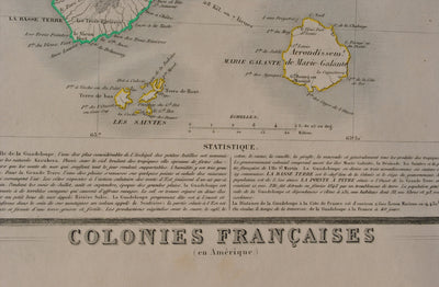 Victor LEVASSEUR : Carte ancienne des Colonies Françaises, Gravure originale (photo de détail 3) - Crédit photo : Galerie Art.Paris