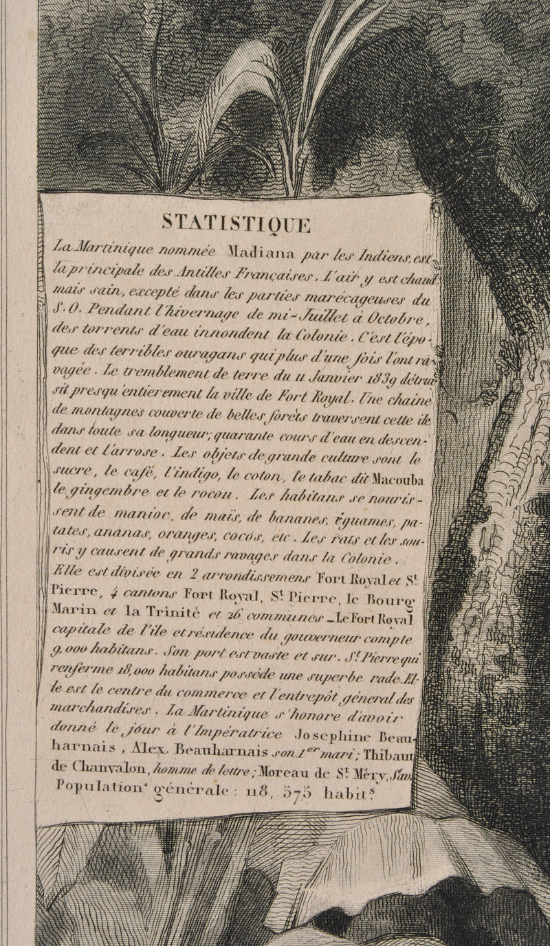 Victor LEVASSEUR : Carte ancienne de la Martinique, Gravure originale (photo de détail 6) - Crédit photo : Galerie Art.Paris