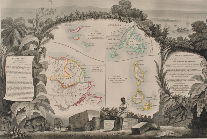 Victor LEVASSEUR : Carte ancienne des Colonies Françaises, Gravure originale (photo de détail 2) - Crédit photo : Galerie Art.Paris