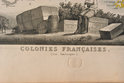 Victor LEVASSEUR : Carte ancienne des Colonies Françaises, Gravure originale (photo de détail 3) - Crédit photo : Galerie Art.Paris