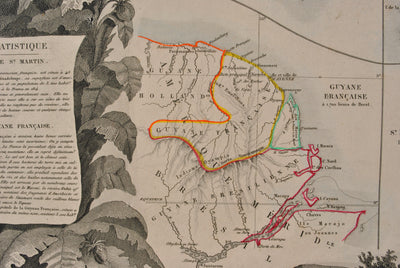 Victor LEVASSEUR : Carte ancienne des Colonies Françaises, Gravure originale (photo de détail 6) - Crédit photo : Galerie Art.Paris