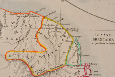 Victor LEVASSEUR : Carte ancienne des Colonies Françaises, Gravure originale (photo de détail 8) - Crédit photo : Galerie Art.Paris