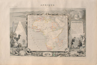 Victor LEVASSEUR : Carte ancienne de l'Afrique, Gravure originale (vue générale) - Crédit photo : Galerie Art.Paris