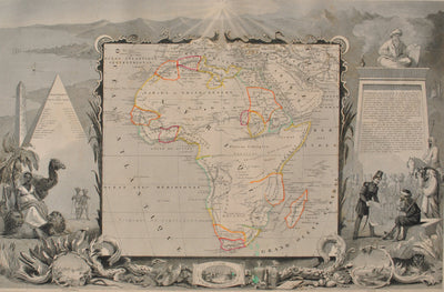 Victor LEVASSEUR : Carte ancienne de l'Afrique, Gravure originale (photo de détail 2) - Crédit photo : Galerie Art.Paris